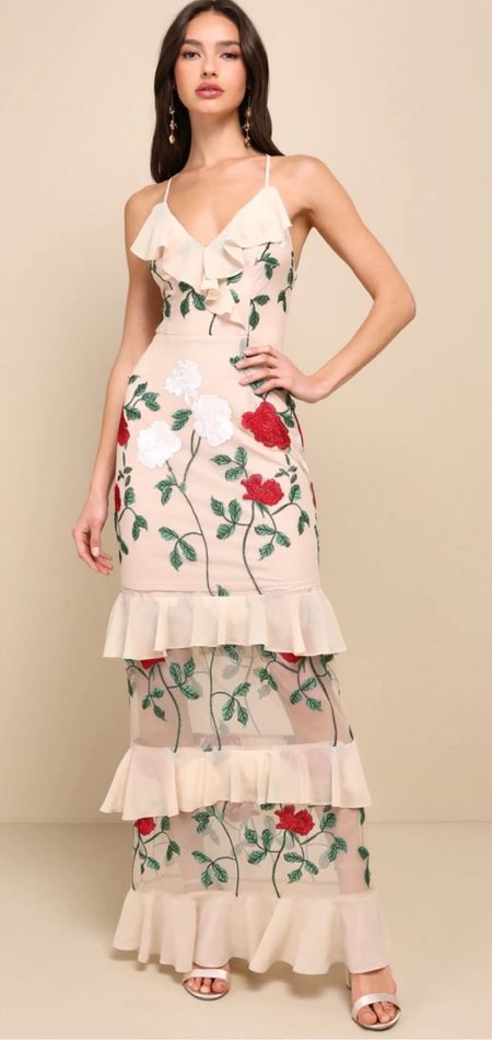 True to Heart Beige Floral Embroidered Ruffled Tiered Maxi Dress
Lulus
From $99, to $84.15 with code TOUCHDOWN
Hurry. This dress is also available in black! 

#LTKSeasonal #LTKfindsunder100 #LTKSpringSale