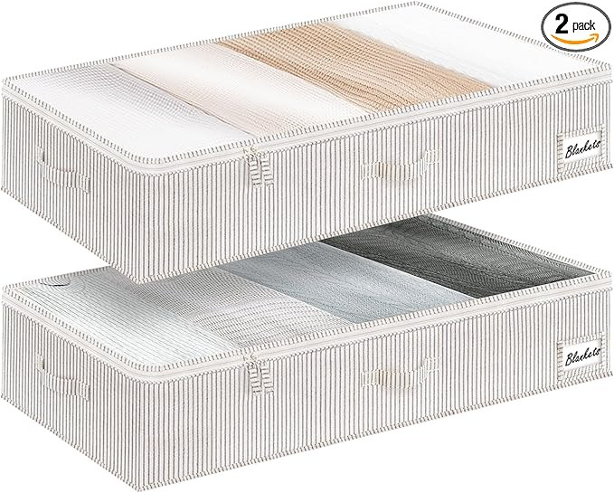 StorageWorks Large Under Bed Storage Containers with Handles and Label Holder, 2 Pack Ultra-thick... | Amazon (US)