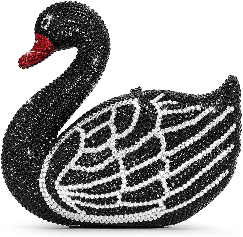 JW PEI Women's Kinsley Crystal Swan Clutch - Black | Amazon (US)