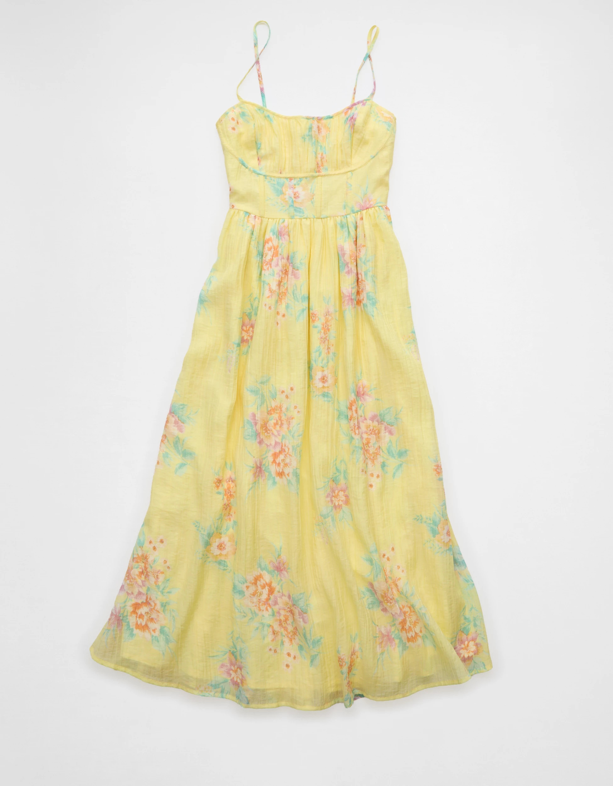AE Ruched Bust Corset Midi Dress | American Eagle Outfitters (US & CA)