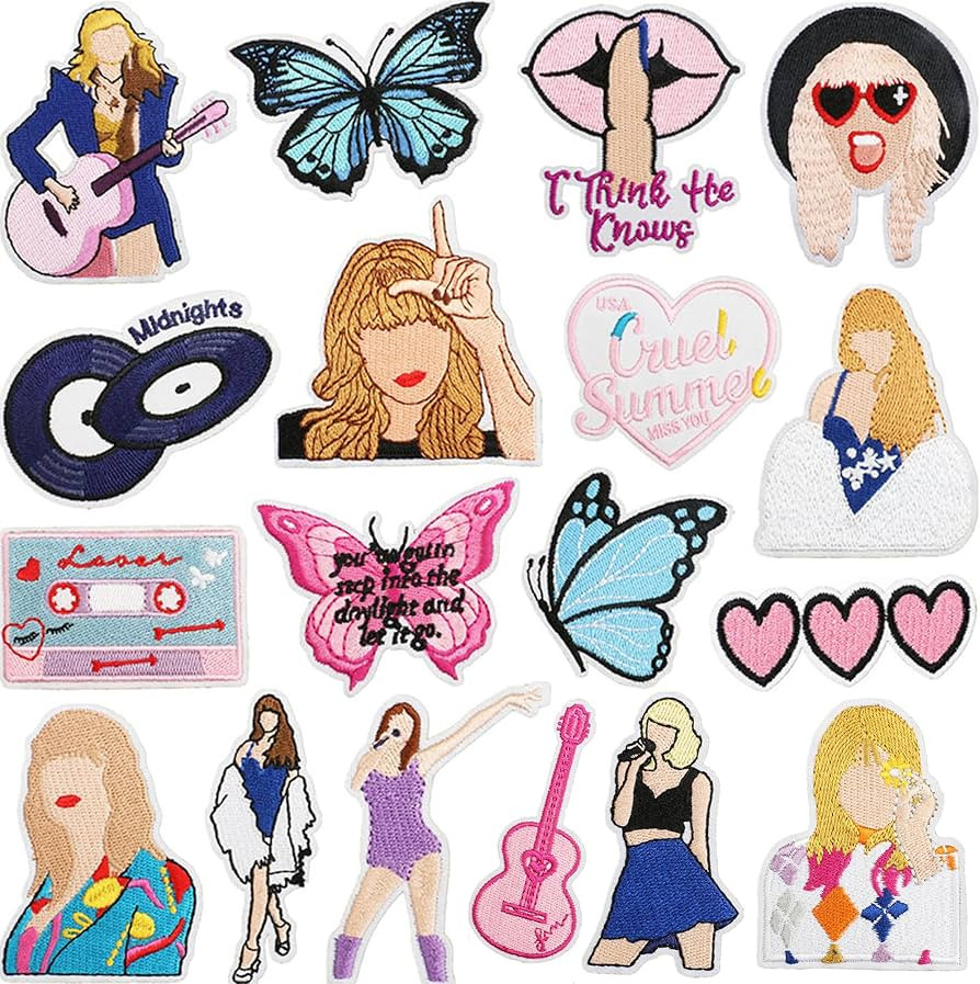 18PCS Embroidered Patch Taylor Iron on Patches for Clothes Cardigan Sew on Patches for Music Appl... | Amazon (US)