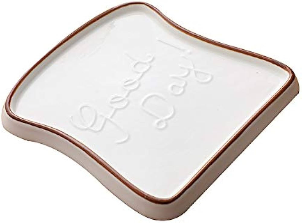 Ceramic Toast Shape Toast Plate Bread Plate Breakfast Plate Dinner Plate Salad Plate Toast Tray S... | Amazon (US)