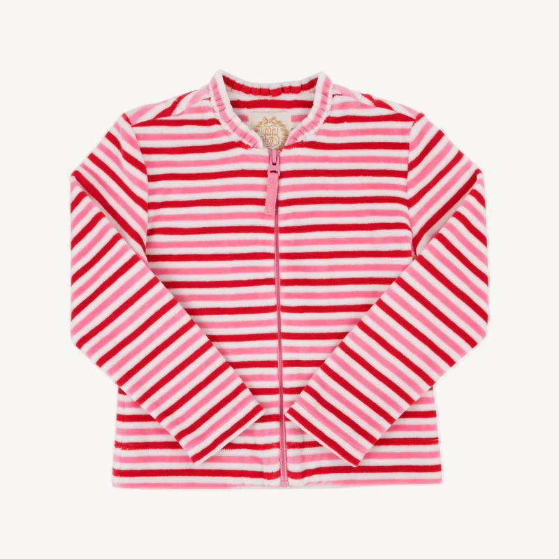 Georganna Jacket (Velour) - Richmond Red, Worth Avenue White, and Hamp | The Beaufort Bonnet Company