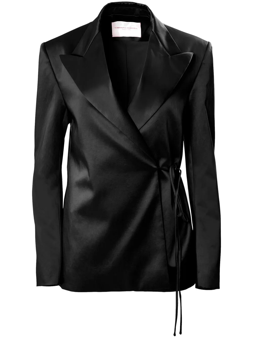 Carolina Herrera Satin Wrap Blazer | Black | FARFETCH PT | Farfetch Global