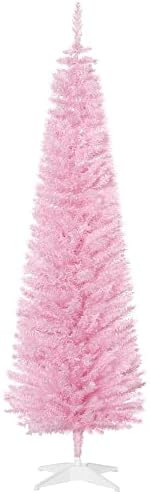 HOMCOM 6' Artificial Pencil Christmas Tree, Slim Xmas Tree with 390 Realistic Branch Tips and Pla... | Amazon (US)