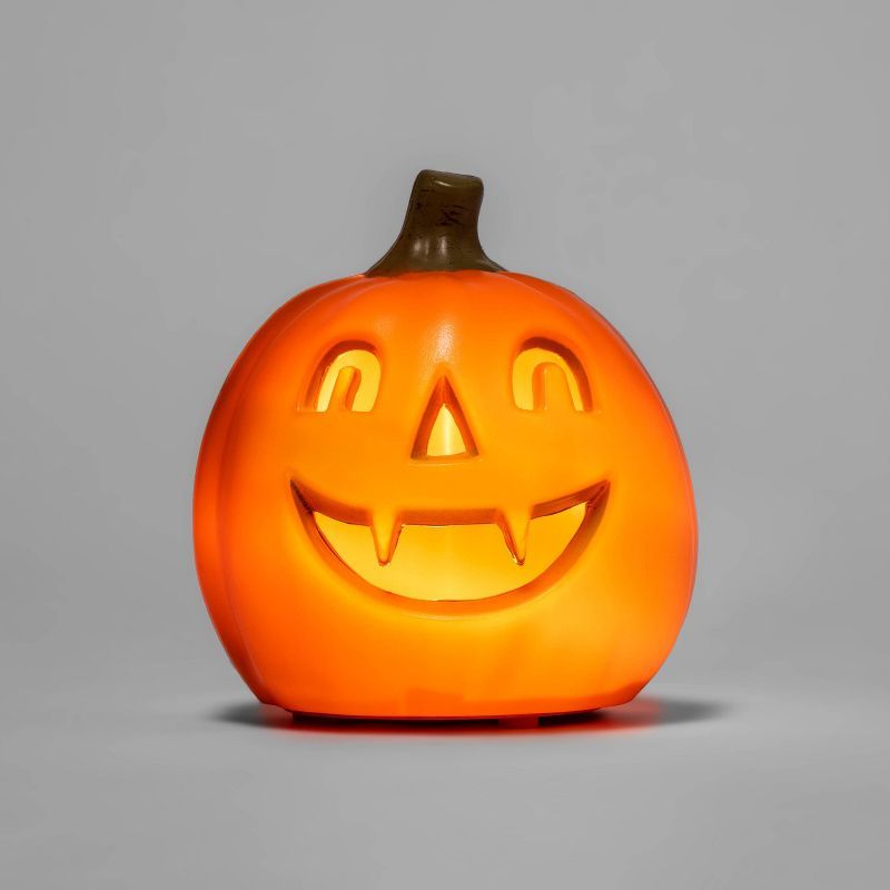 5&#34; Light Up Pumpkin with Happy Vampire Face and Crescent Eyes Halloween Decorative Prop - Hyd... | Target