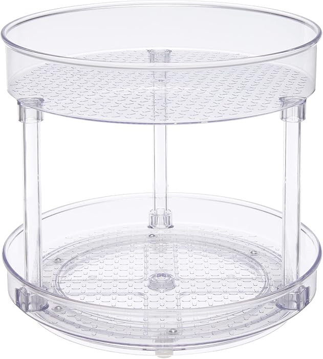 Amazon Basics Lazy Susan Turntable Organizer for Spices and Condiments, 9" Diameter, 2 Tier, Clea... | Amazon (US)