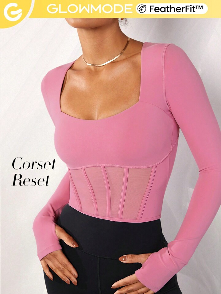 GLOWMODE FeatherFit™ Corset Effect Slim Waist-Length Top | SHEIN