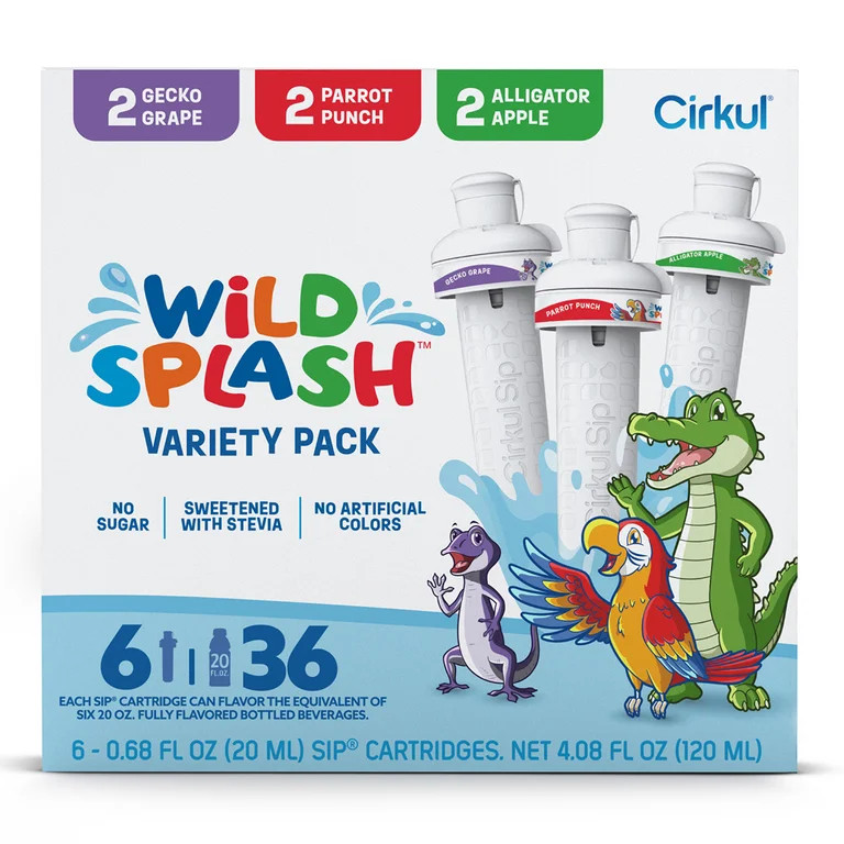 Cirkul Wild Splash Flavor Cartridge Variety Pack, Drink Mix, 6-Pack (2 Parrot Punch, 2 Alligator ... | Walmart (US)