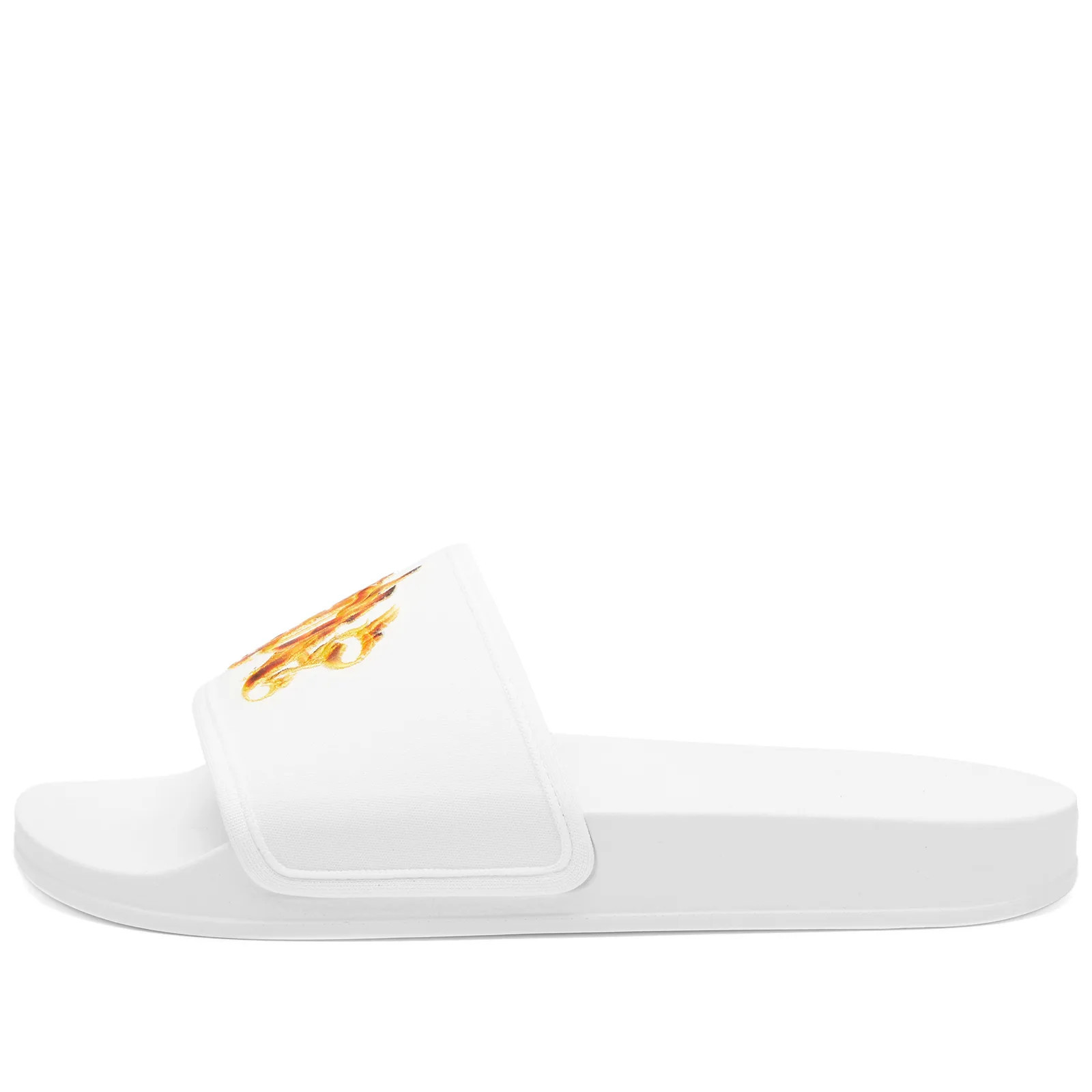 Palm Angels Men's Flame Pool Slider in White, Size EU 40 | END. Clothing