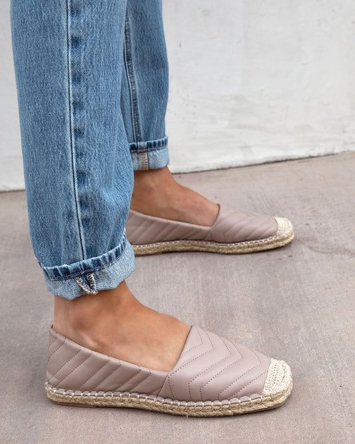 Rezo Faux Leather Espadrille Flats - Taupe | VICI Collection