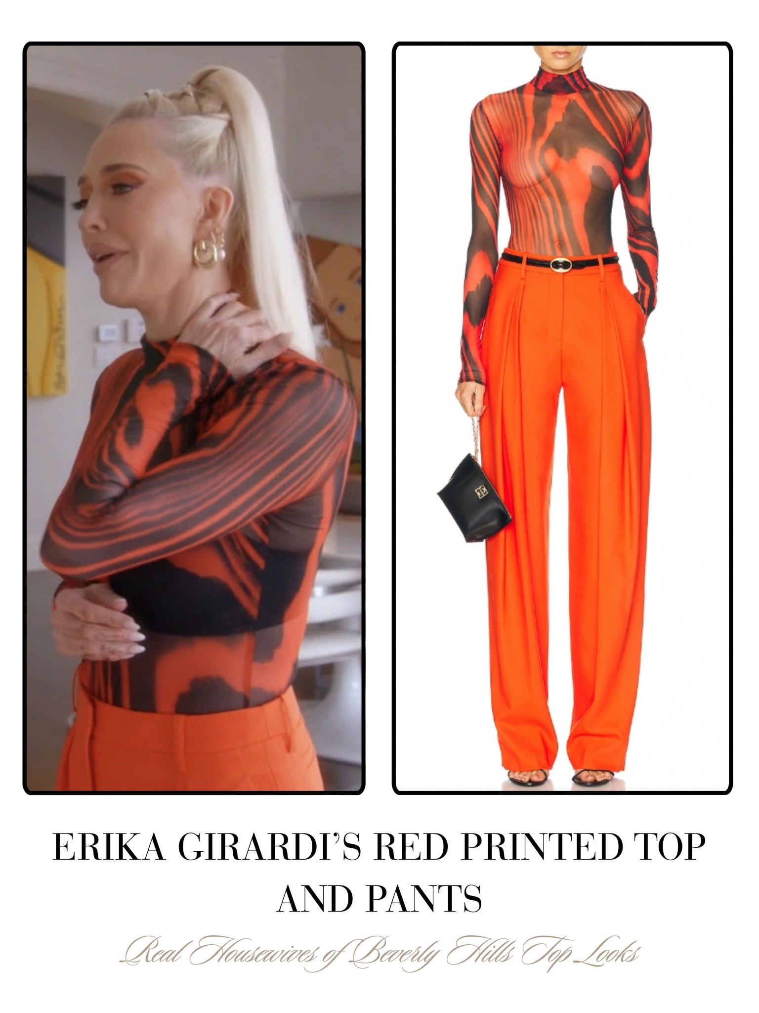 Erika Girardi’s Red Printed Top and Pants