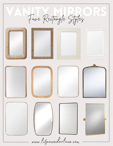 Vanity Mirrors - here’s a roundup of our fave rectangle styles! So many pretty finds at different price points! Perfect for a bathroom or powder room refresh!

#homedecor #rectanglemirror 

#LTKsalealert #LTKhome