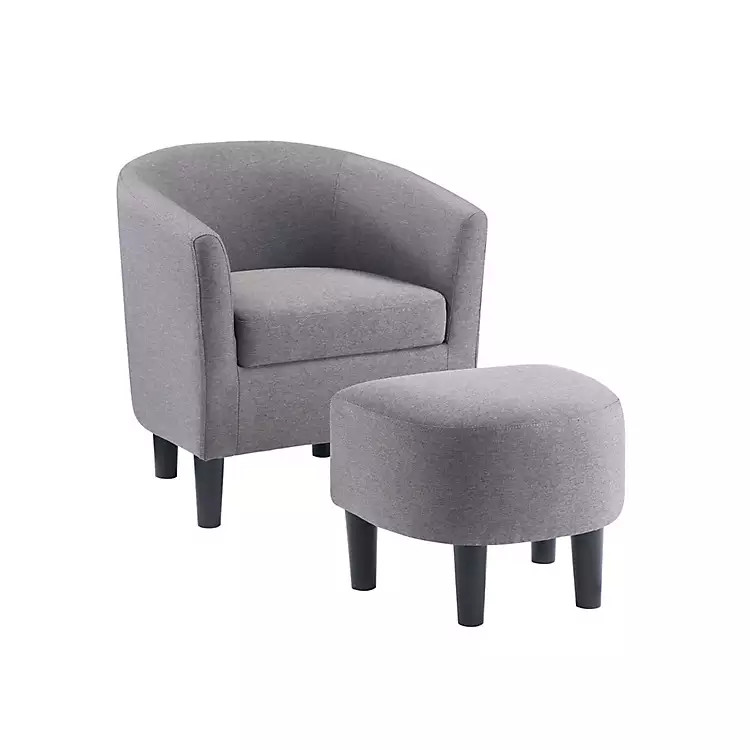 Light Gray Churchill Accent Chair & Ottoman Set | Kirklands Home | Kirklands