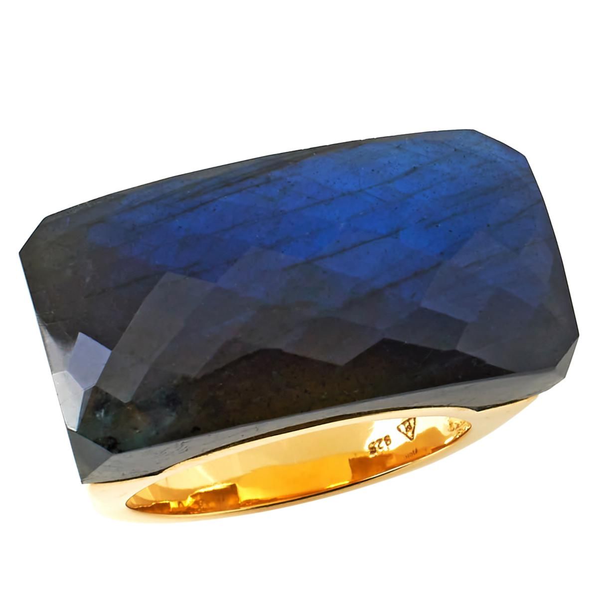 "As Is" Rarities Gold-Plated Checkerboard-Cut Gemstone Ring - 20719790 | HSN | HSN