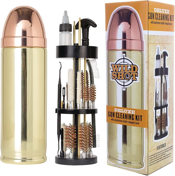 Wild Shot Deluxe Gun Cleaning Kit with Aluminum Bullet-Shaped Storage Case, Cleaning Tools to Eff... | Amazon (US)