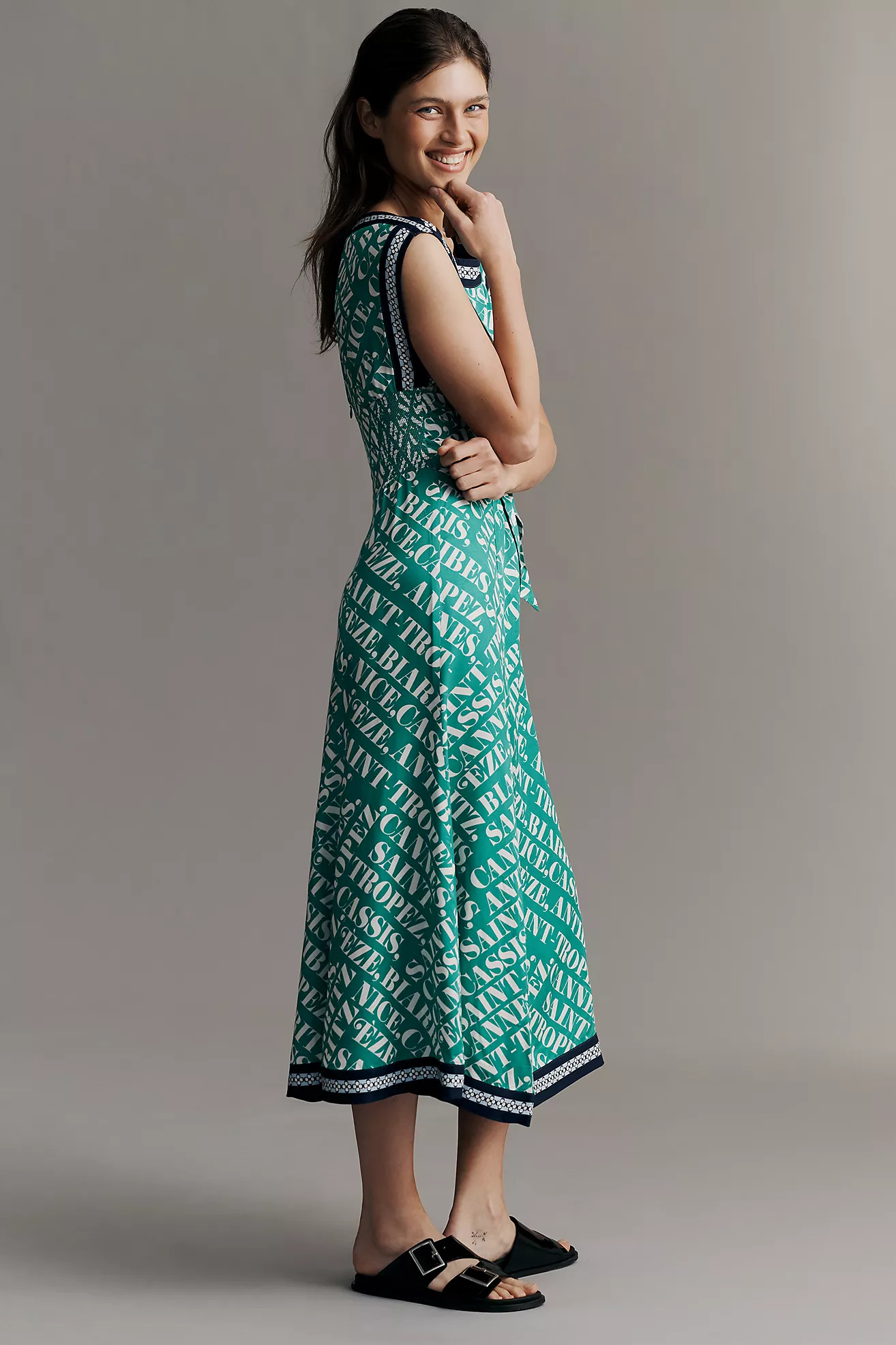 Maeve Sleeveless Hanky-Hem Midi Dress | Anthropologie (US)