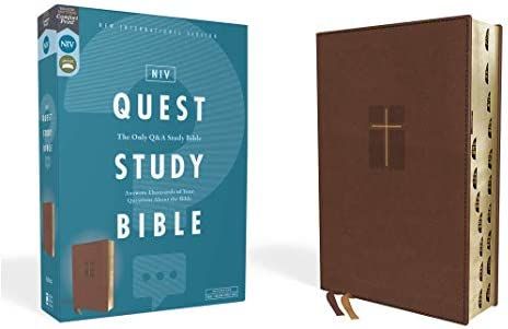 NIV, Quest Study Bible, Leathersoft, Brown, Thumb Indexed, Comfort Print: The Only Q and A Study ... | Amazon (US)