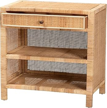 Baxton Studio Bella Brown Mahogany Wood and Rattan 1-Drawer Console Table | Amazon (US)