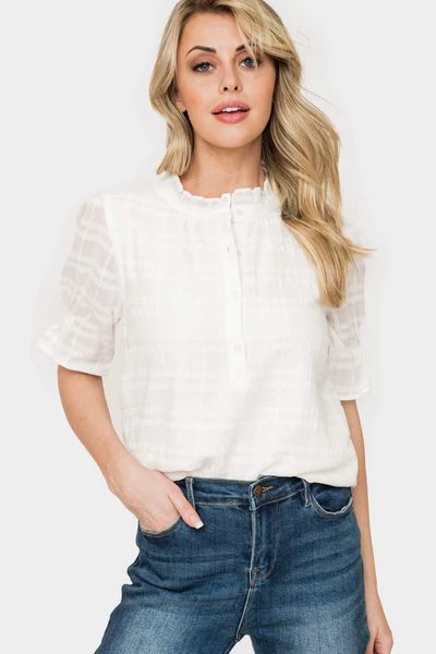 Dianthus Henley Puff Sleeve Blouse | Gibson