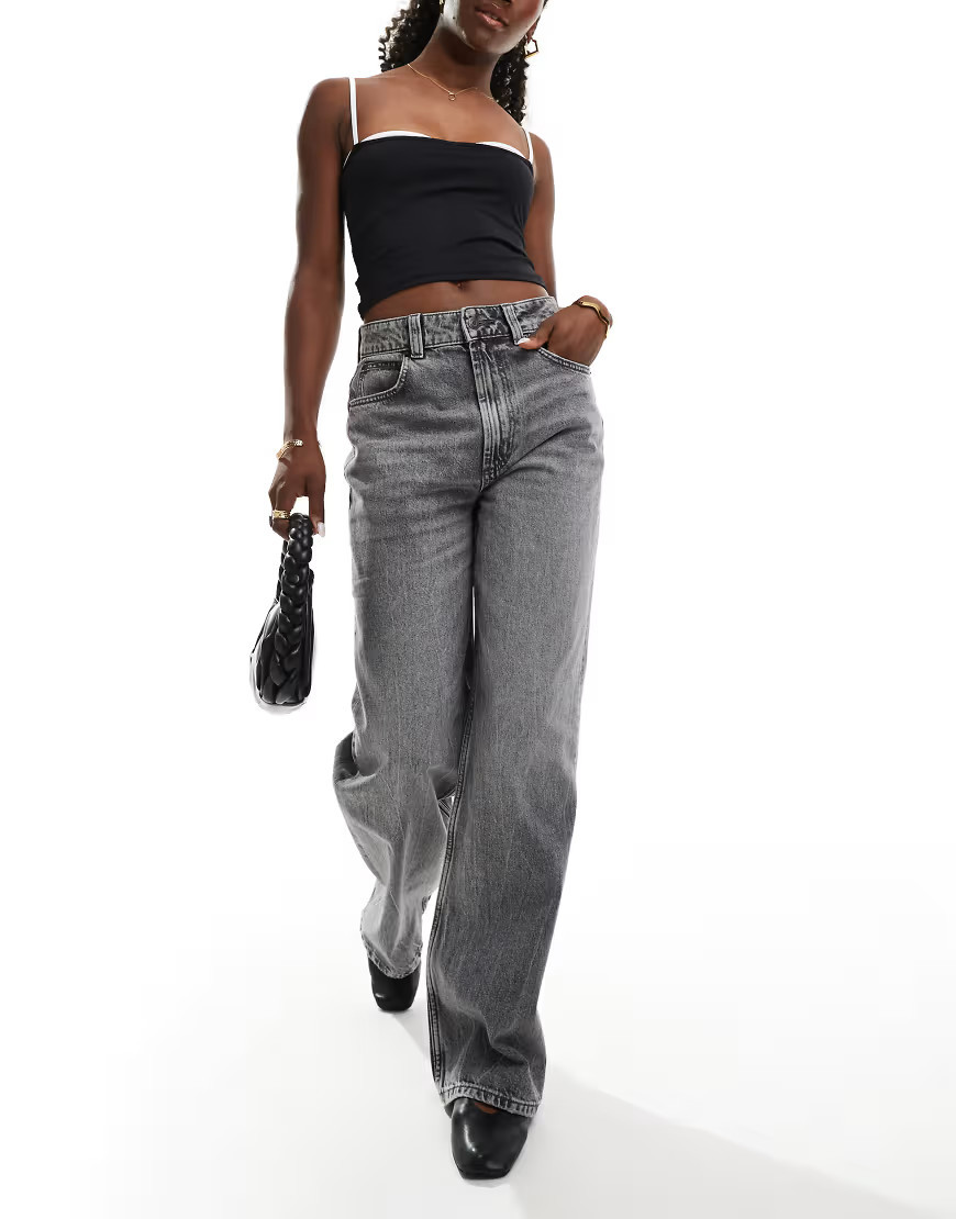ASOS DESIGN wide leg dad jeans in grey | ASOS (Global)