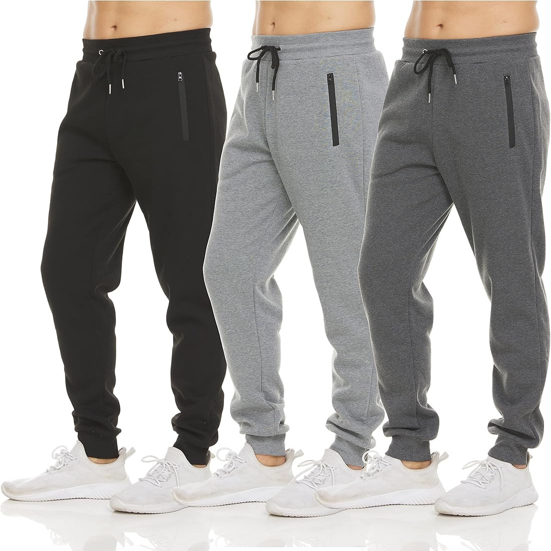 PURE CHAMP Mens 3 Pack Fleece Active Athletic Workout Jogger Sweatpants for Men with Zipper Pocke... | Amazon (US)