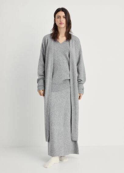 Knit long cardigan grey - Women - L - MANGO | Mango (US/MX/AU)