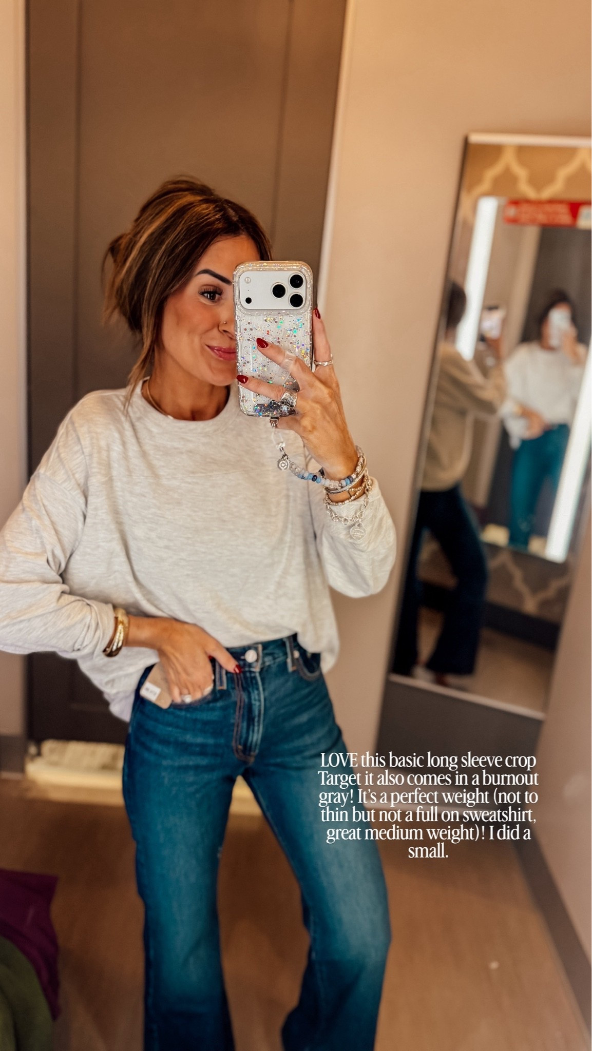 Wearing a small in the top and a 0 regular in the jeans!

#LTKdayinmylife #LTKgrwm #LTKootd