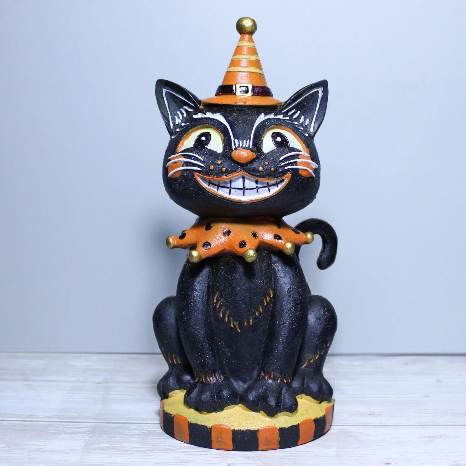 Jollup Retro Vintage Style Anthropomorphic Halloween Resin Black Cat Smiling Decor 10" - Walmart.... | Walmart (US)