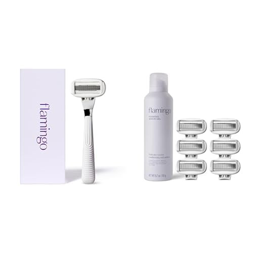 Flamingo Razors for Women Value Pack, 1 Razor Handle (Polished Chrome), 7 Razor Blade Refills, and 6.7 oz Foaming Shave Gel | Amazon (US)