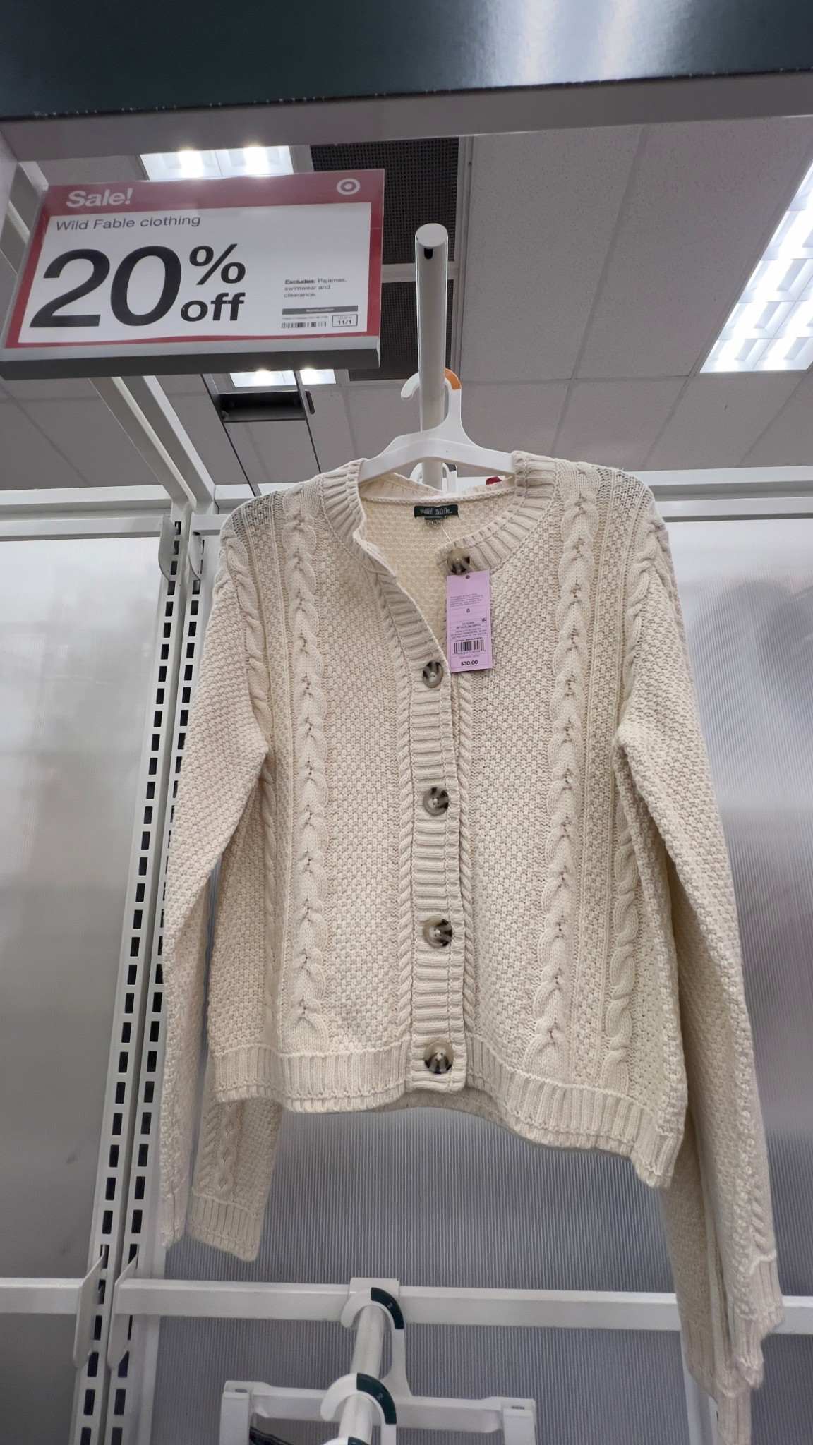 20% off sale at Target 

Women's Crewneck Heritage Cable Cardigan - Wild Fable™

#LTKStyleTip #LTKSaleAlert #LTKSeasonal