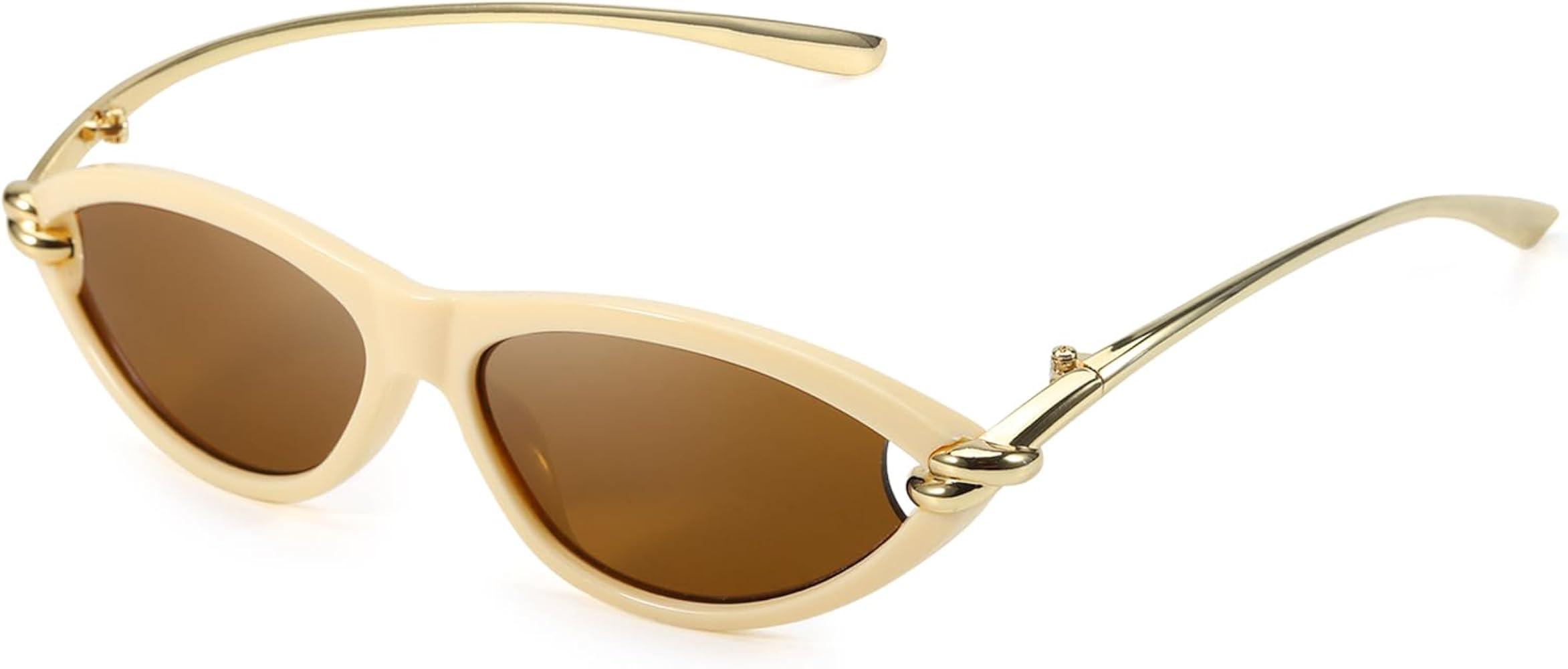 SODQW Gold Cat Eye Sunglasses for Women Trendy Retro Cateye Designer Sun Glasses with Metal Templ... | Amazon (US)