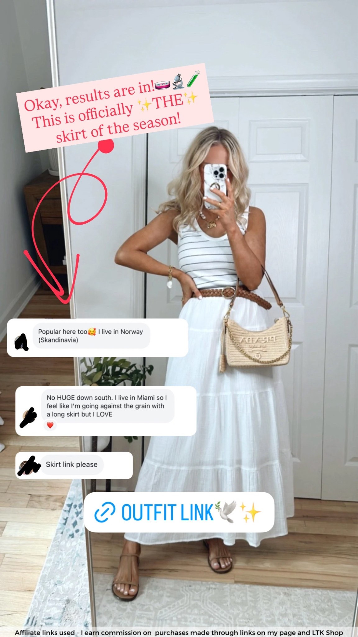 White long floaty skirt outfit 