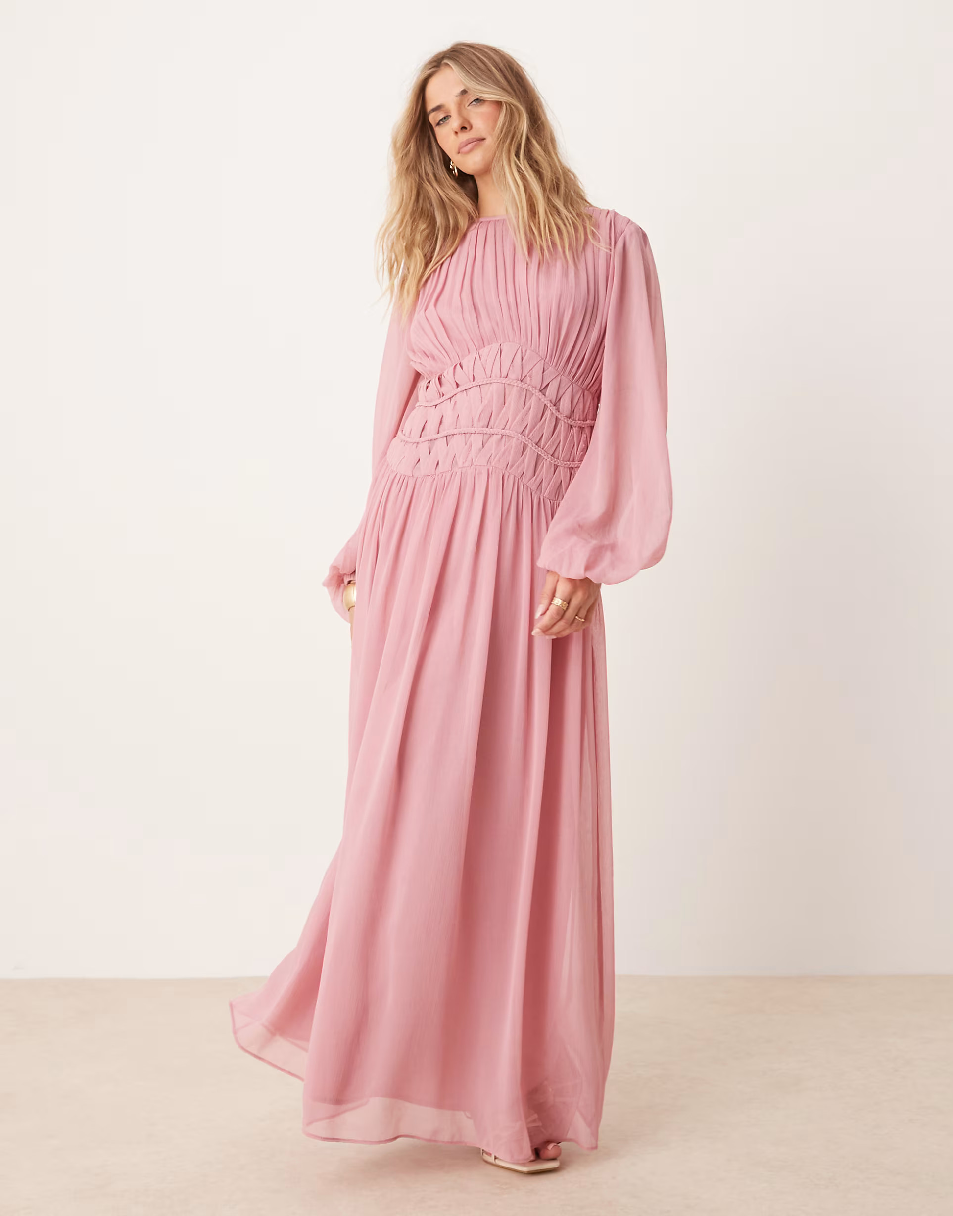 ASOS DESIGN macrame waisted detail maxi dress in dusky pink | ASOS | ASOS (Global)
