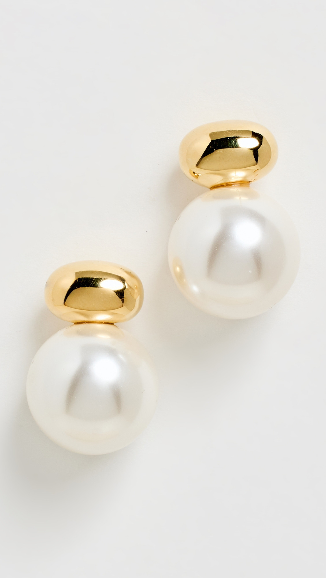 SHASHI Gold Pearl Stud Drop Earrings Pearl One Size | Shopbop