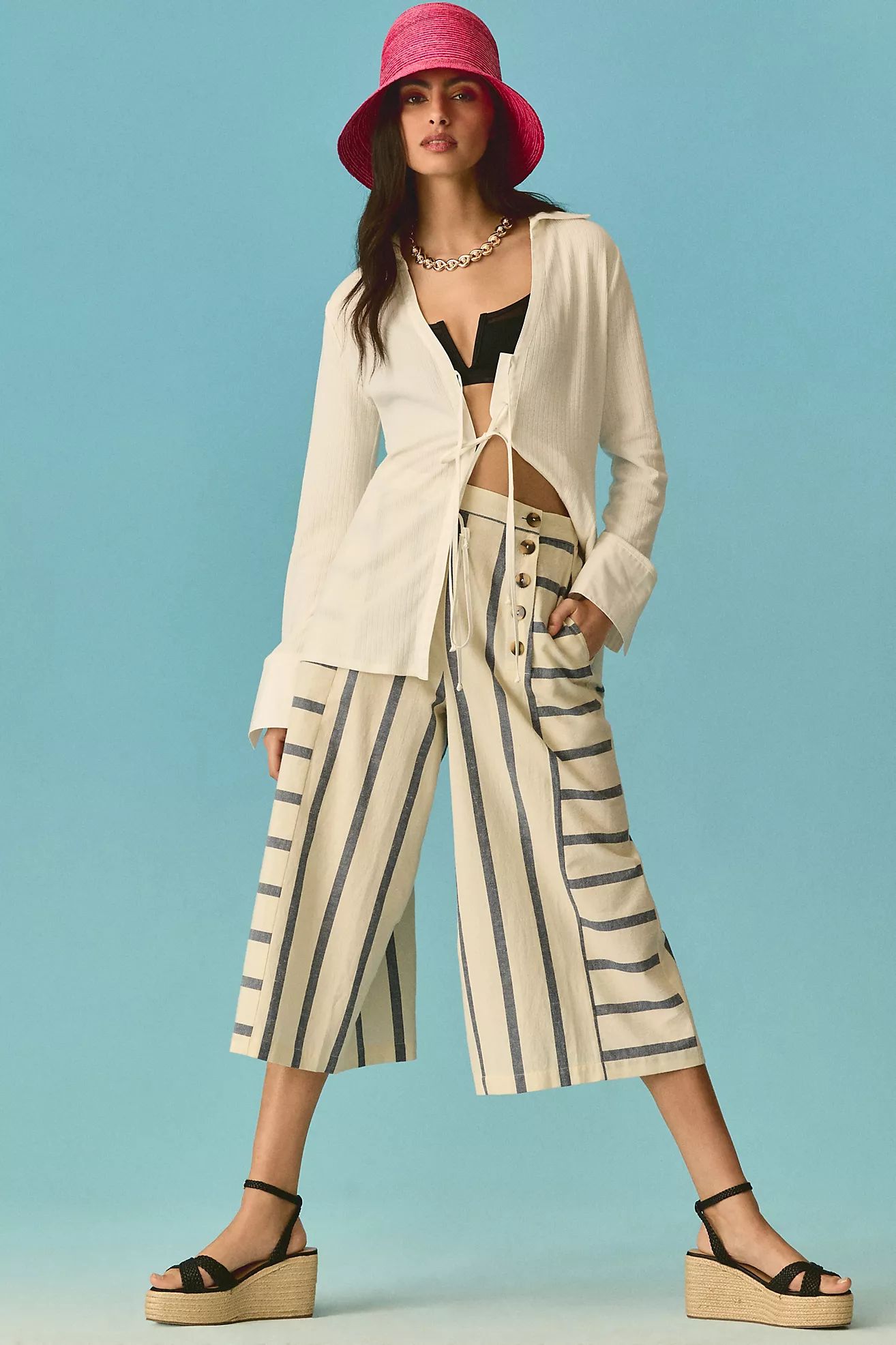 Maeve Striped Sailor Culotte Pants | Anthropologie (US)