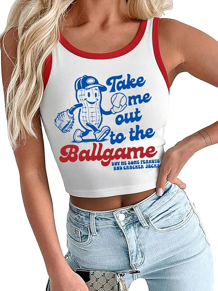 ALLTB Baseball Tank Top Women Funny Baseball Ballgame Y2K Graphic Tanks Workout Summer Sleeveless... | Amazon (US)