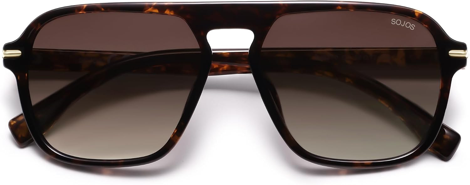 SOJOS Retro Aviator Polarized Sunglasses for Men Women Trendy Vintage Square Pilot Mens Shades SJ2370 | Amazon (US)