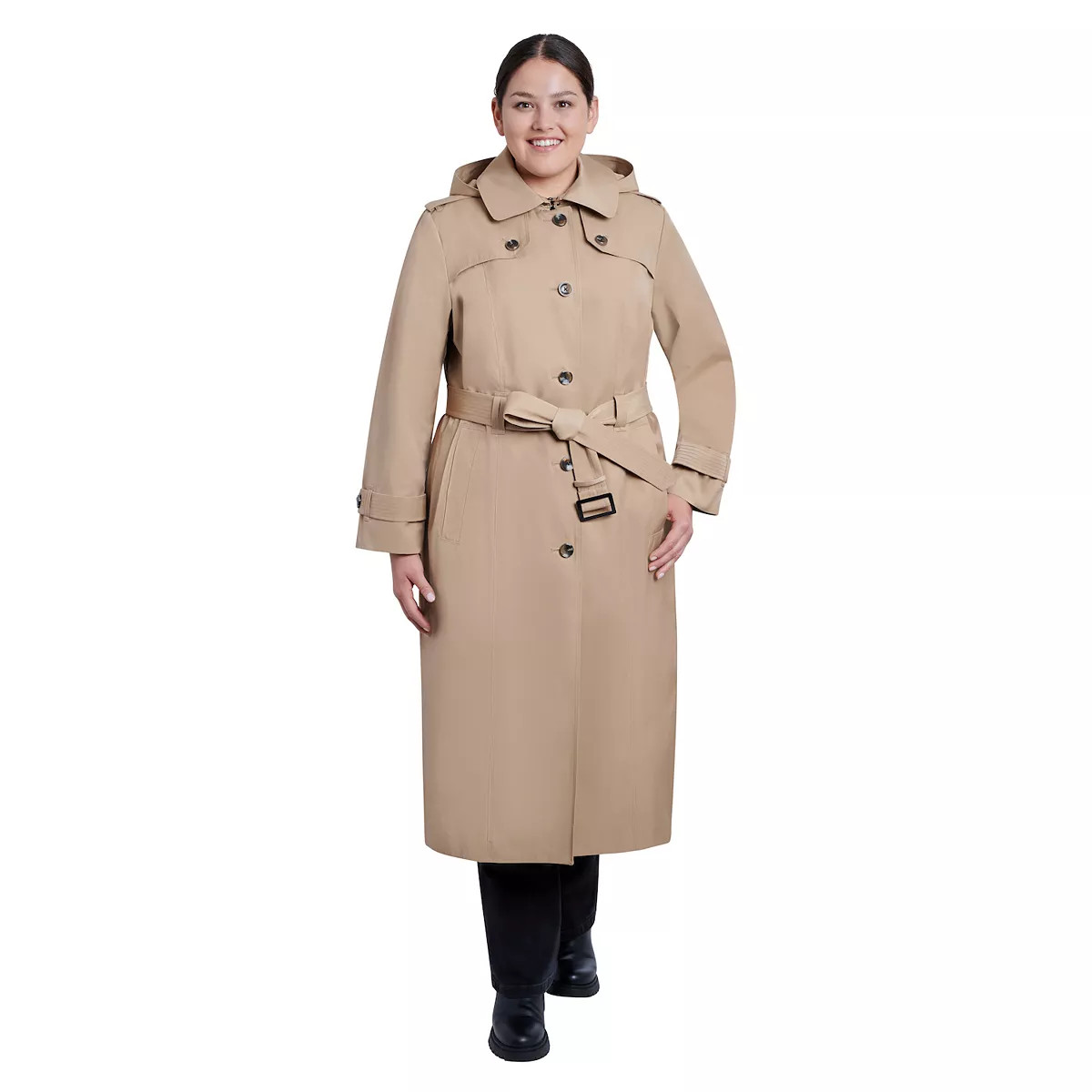 Plus Size London Fog Hooded Maxi Trench Coat | Kohl's