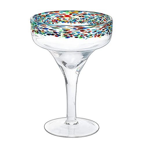 Margarita Glasses – Set of 4 - Luxury Hand Blown Confetti Margaritas, Cocktails, Water, Wine, Dessert, Martini & Champagne Cinco de Mayo, Hand Blown - Mexican Confetti Design Glass, Party, Home & Bar | Amazon (US)