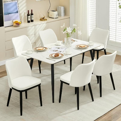 Beige Linen Dining Chair Set (Set of 2) with Upholstered Seat and Wooden Legs, Modern Upholstered Dining Room Chairs for Kitchen, Living Room | Target