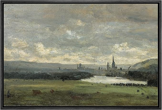 wall26 Framed Canvas Print Wall Art Pastel Storm Cloud Valley Lake Landscape Nature Wilderness Il... | Amazon (US)