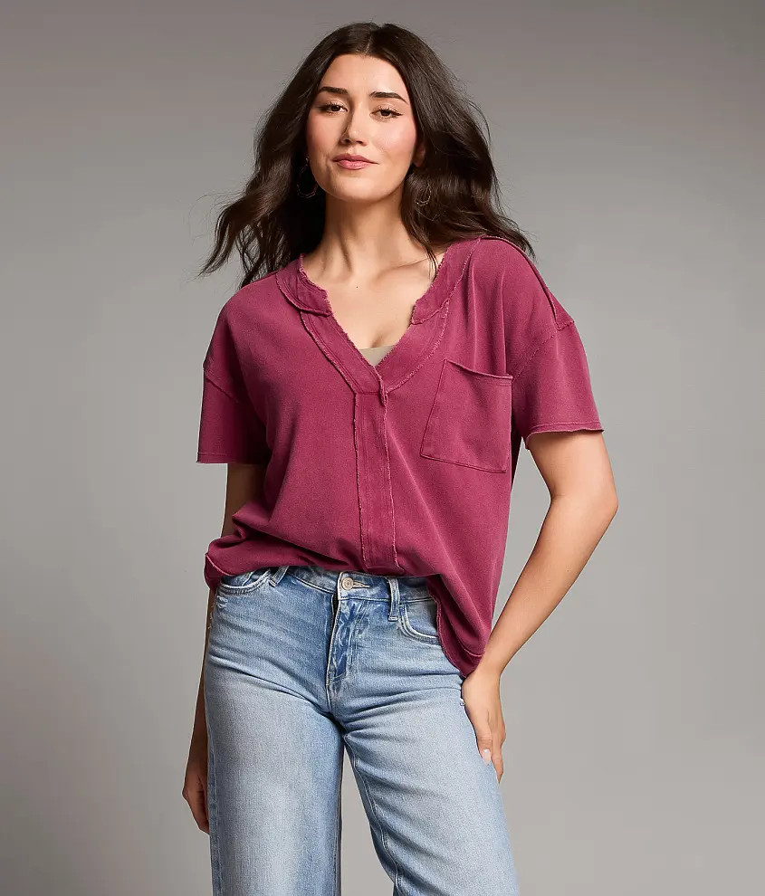 Medium Dry Rose Raw Edge Top | Buckle