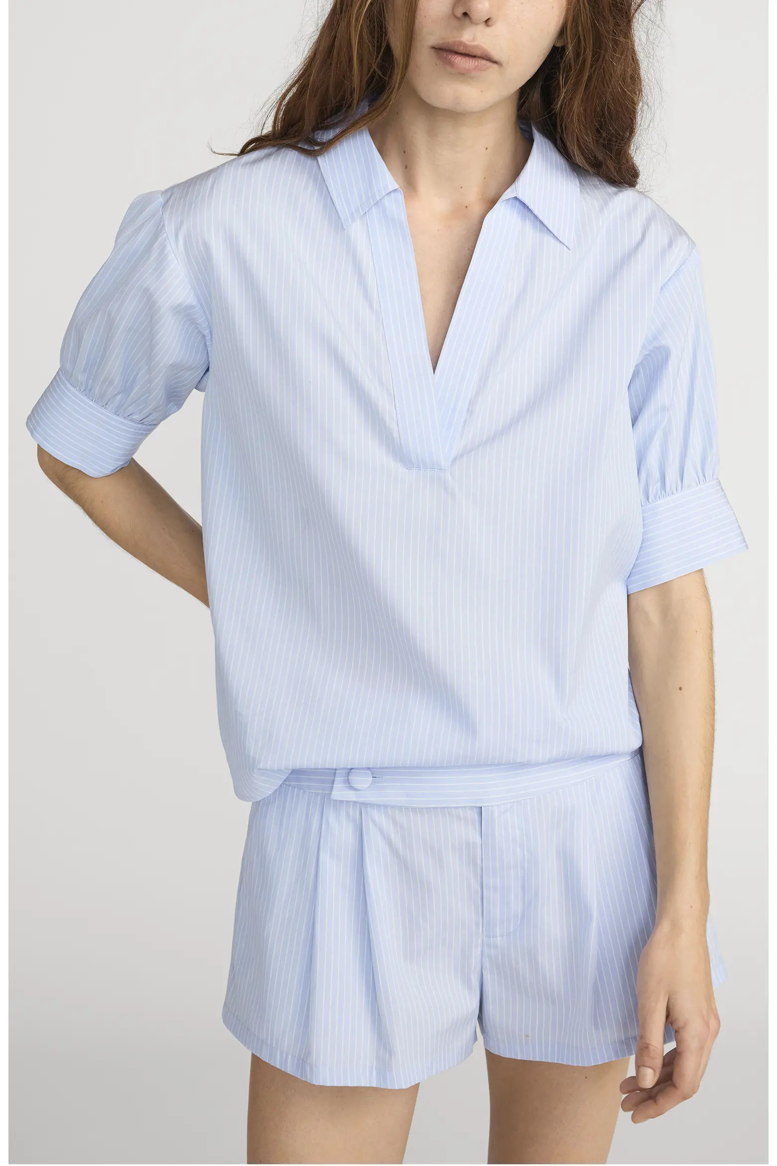FRAME The Stripe V-Neck Popover Top (Women) | Nordstrom | Nordstrom