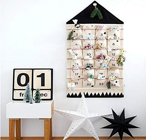 Hosmide Christmas Advent Calendars 24 Bags DIY Xmas Countdown Decorations Hanging Bag (Black) | Amazon (US)