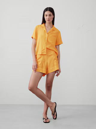 Linen-Blend Pull-On Short | Banana Republic Factory