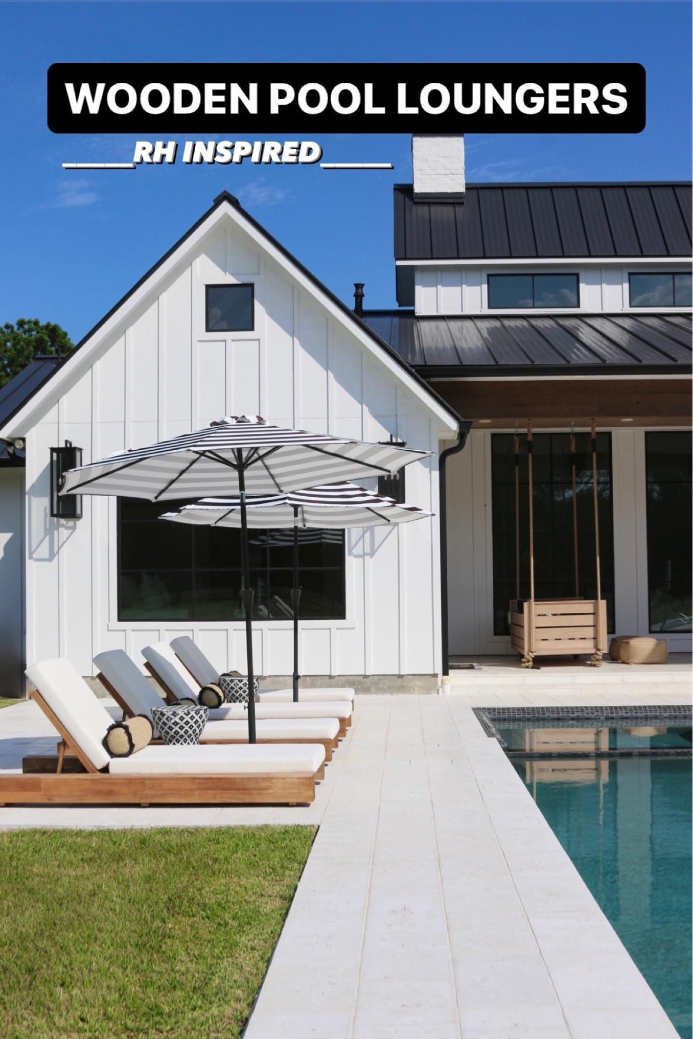 Wooden pool loungers inspired by Restoration Hardware! 

RH
Outdoor furniture
Pool furniture
Wayfair
Chaise loungers 

#LTKswim #LTKsalealert #LTKhome