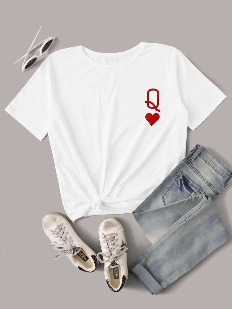 Katy Perry's Picks Queen of Hearts Symbol Graphic Tee | SHEIN