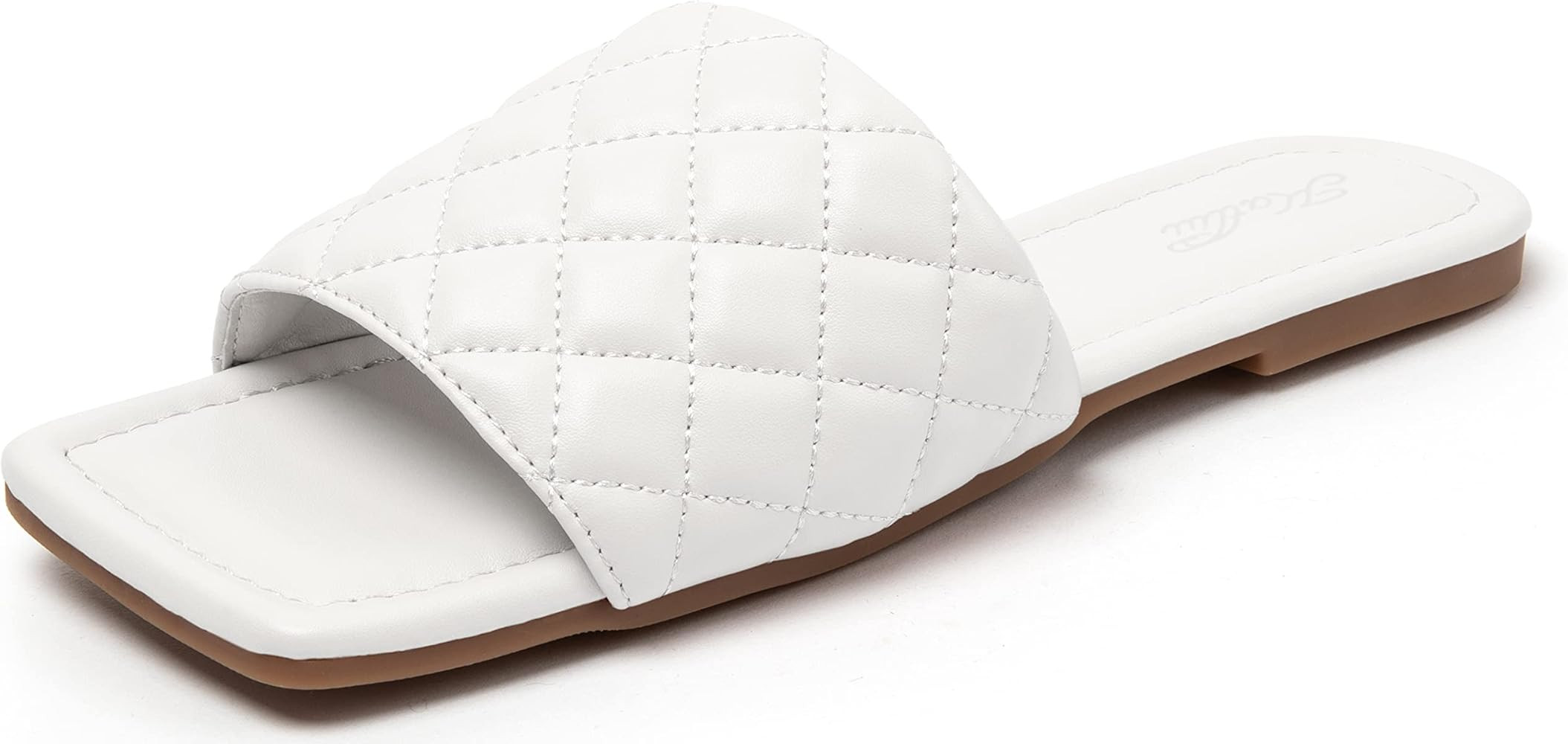 Women's Square Open Toe Flat Sandals Slip On Slide Sandals Woven Strap Flat Sandals | Amazon (US)