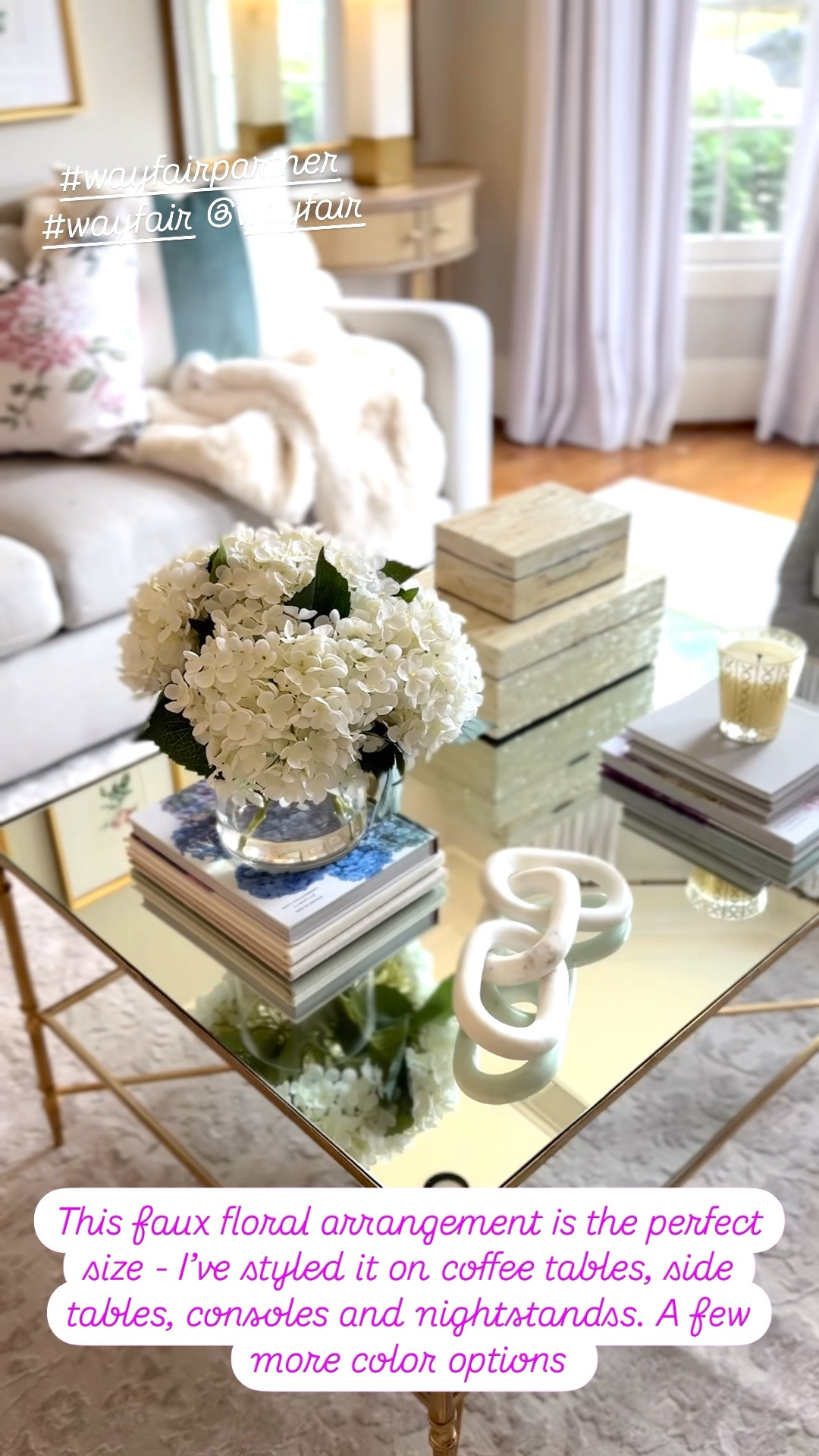 Love this versatile faux hydrangea floral arrangement! Can be styled so many ways from coffee tables, console tables shelf styling or nightstands. So many beautiful @Wayfair pieces I own and love! #wayfair #wayfairpartner #onlyatwayfai

#LTKFindsUnder100 #LTKHome #LTKStyleTip